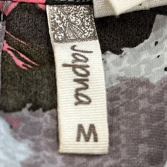 Japna Brown Pink Multi Colored Abstract Floral Short Sleeved Blouse Top Sz M - Picture 10 of 10